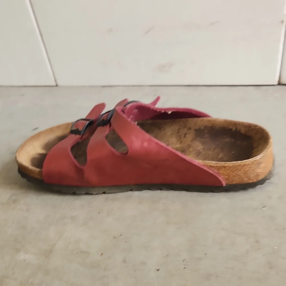 Birkenstock Red Sandals with Adjustable Straps and Contoured Footbed - Picture 5 of 12